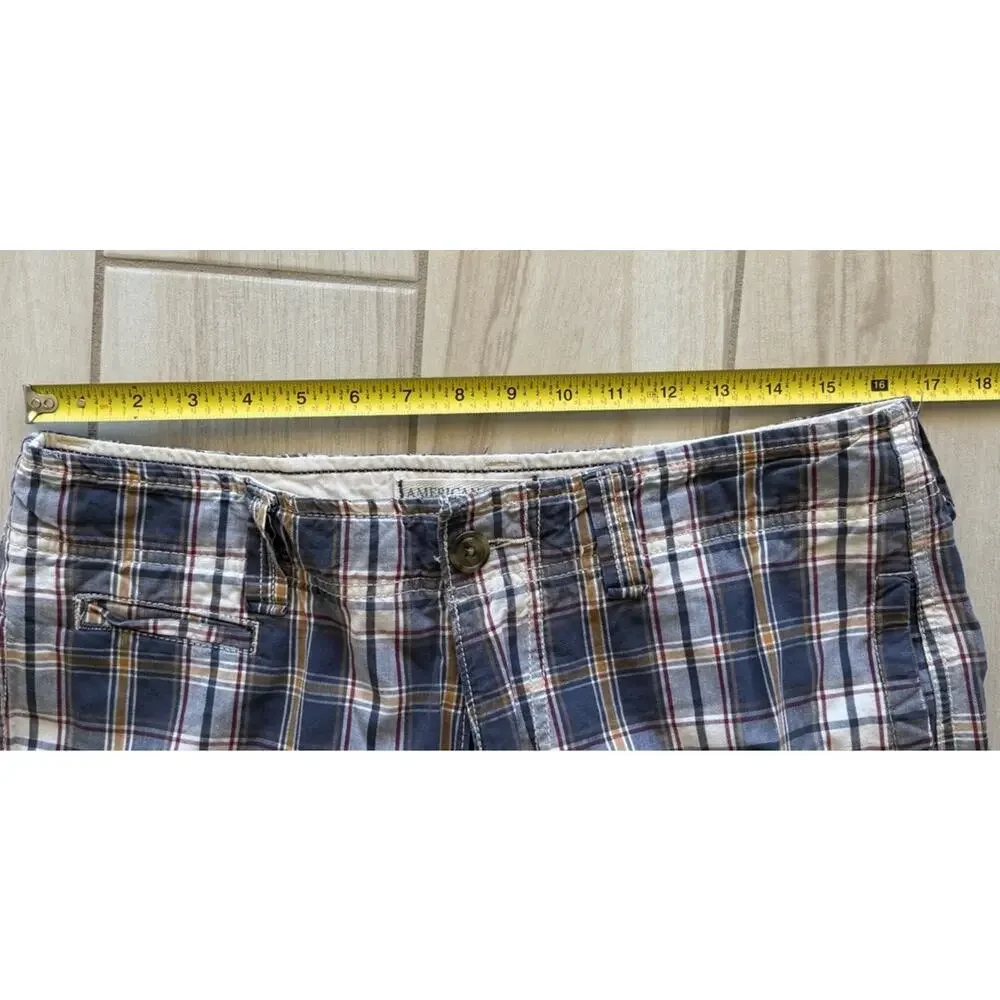 American Eagle Outfitters Mens Plaid Shorts Size 32 Flat Front Plaid 100% Cotton